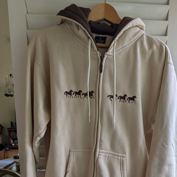 Embroidered running horses sweatshirt hoodie equestrian - Picture 1 of 9